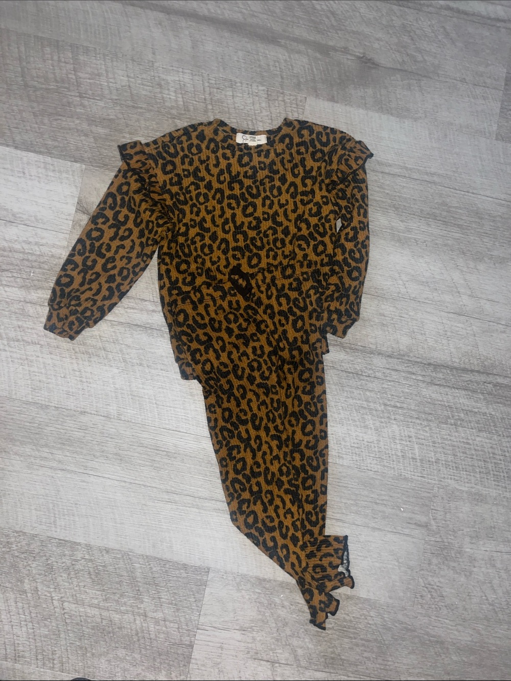 Jessica Simpson Girls Leopard Print Matching Set - Brown Black size 4t like new